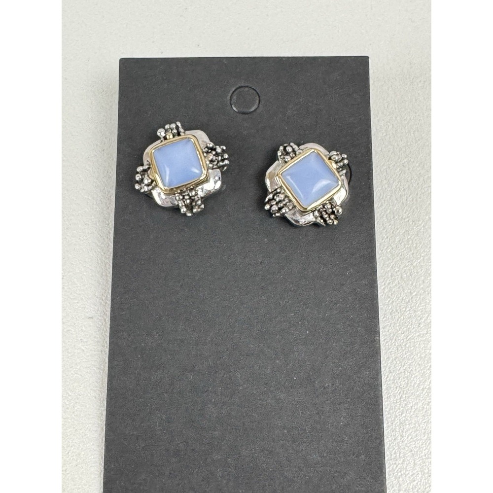 Premier Designs Atlantis Faux Moonstone Pierced Earrings SS‎ & Gold Plated